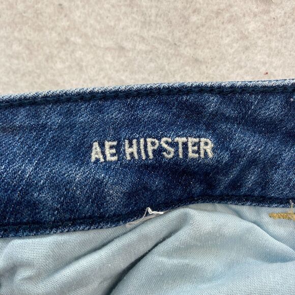 American‎ Eagle Jeans Women's 28 Hipster Flared Leg Blue Denim Distressed Y2K - Picture 7 of 15